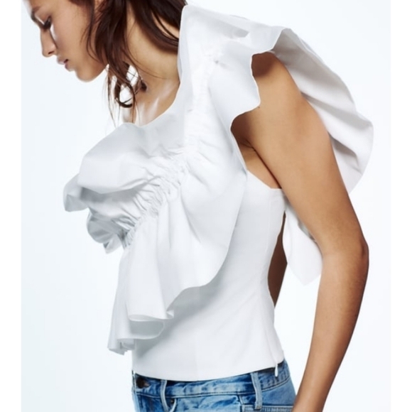 ZARA poplin top with ruffles - Picture 3 of 11